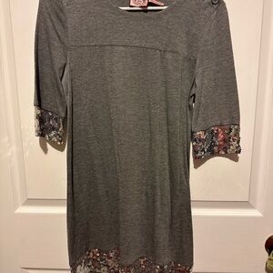 Gray Sequin-Trim Dress